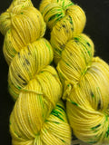 Superwash Merino Wool Yarn - "Sunflowers" (Yellow with Green Flecks)
