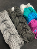 Arcrylic/Nylon/Merino Wool Yarn - Gray, "Raven", or Variegated