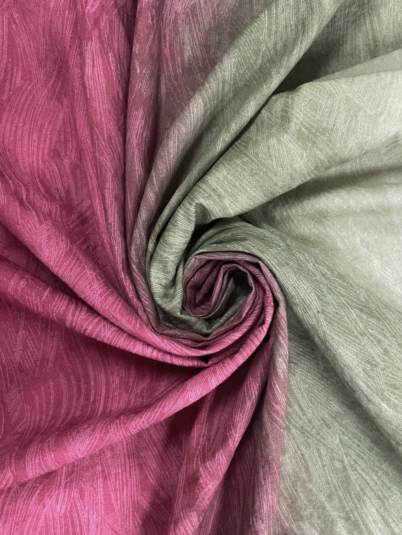 2 1/8 YD Quilting Cotton Printed Ombre - Maroon to Green