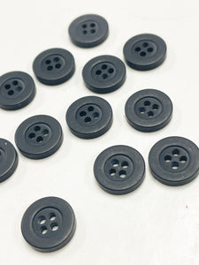 Buttons Plastic Set of 12 - Black