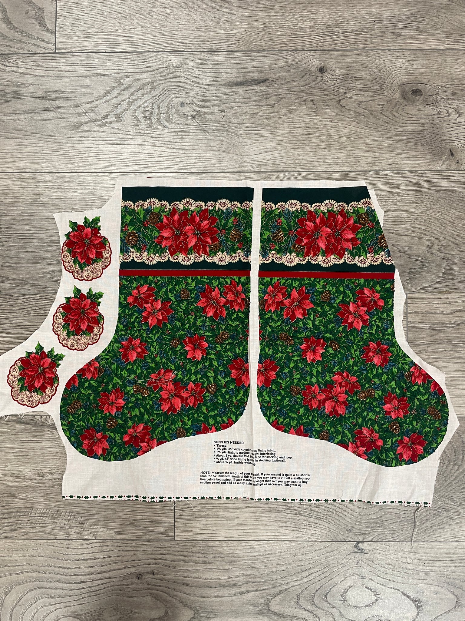 Quilting Cotton Panel Remnant Vintage - Small Christmas Stocking