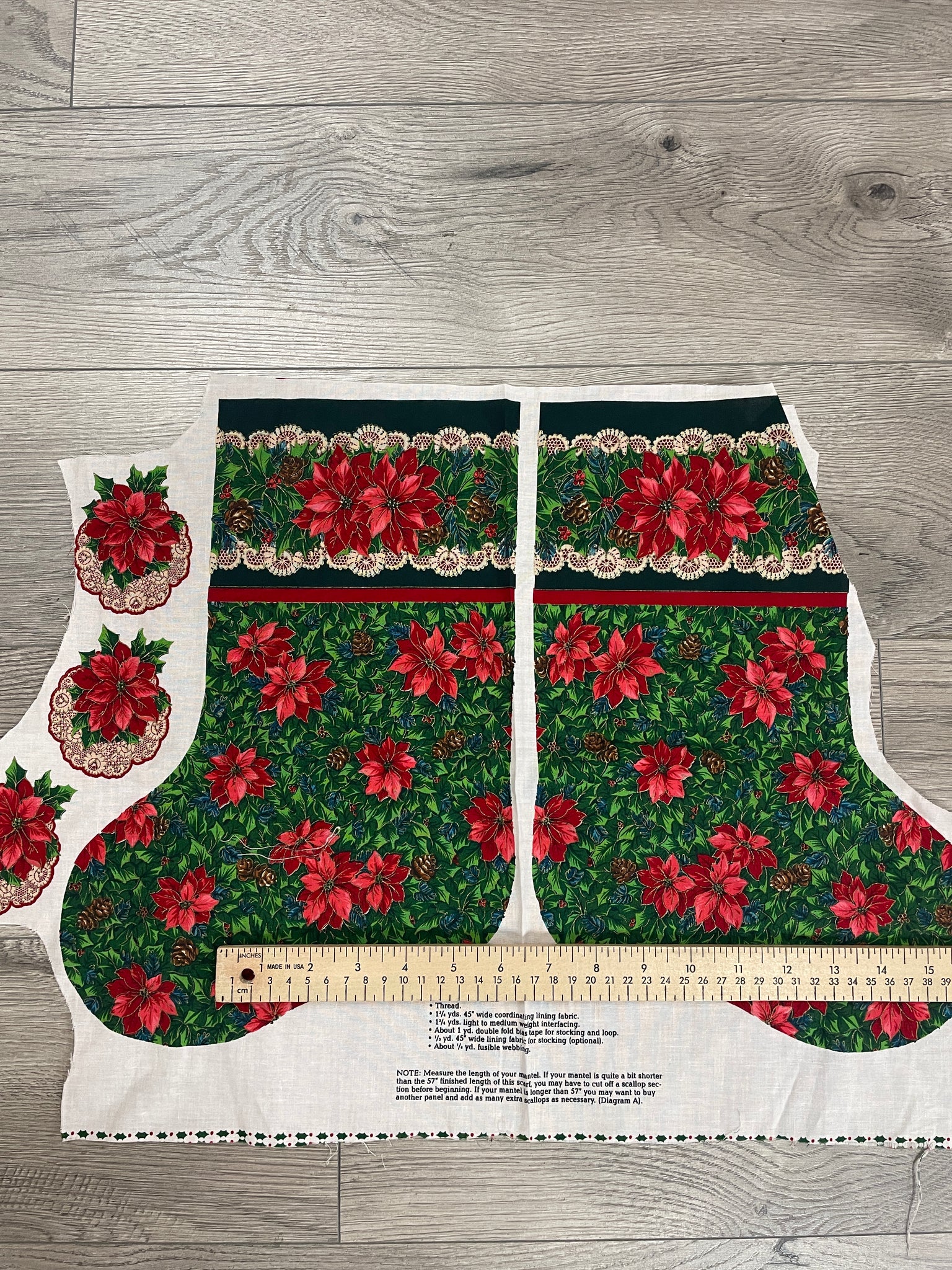 Quilting Cotton Panel Remnant Vintage - Small Christmas Stocking