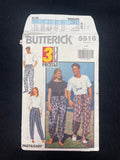 1991 Butterick 5516 Sewing Pattern - Adult Pants FACTORY FOLDED