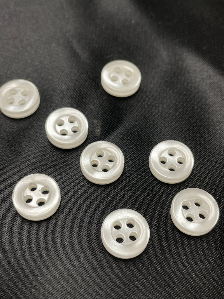 Buttons Plastic Set of 8 - White