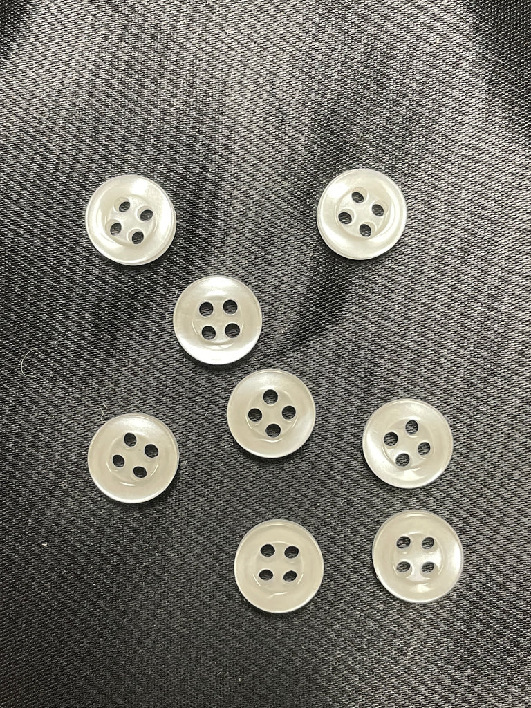 Buttons Plastic Set of 8 - White