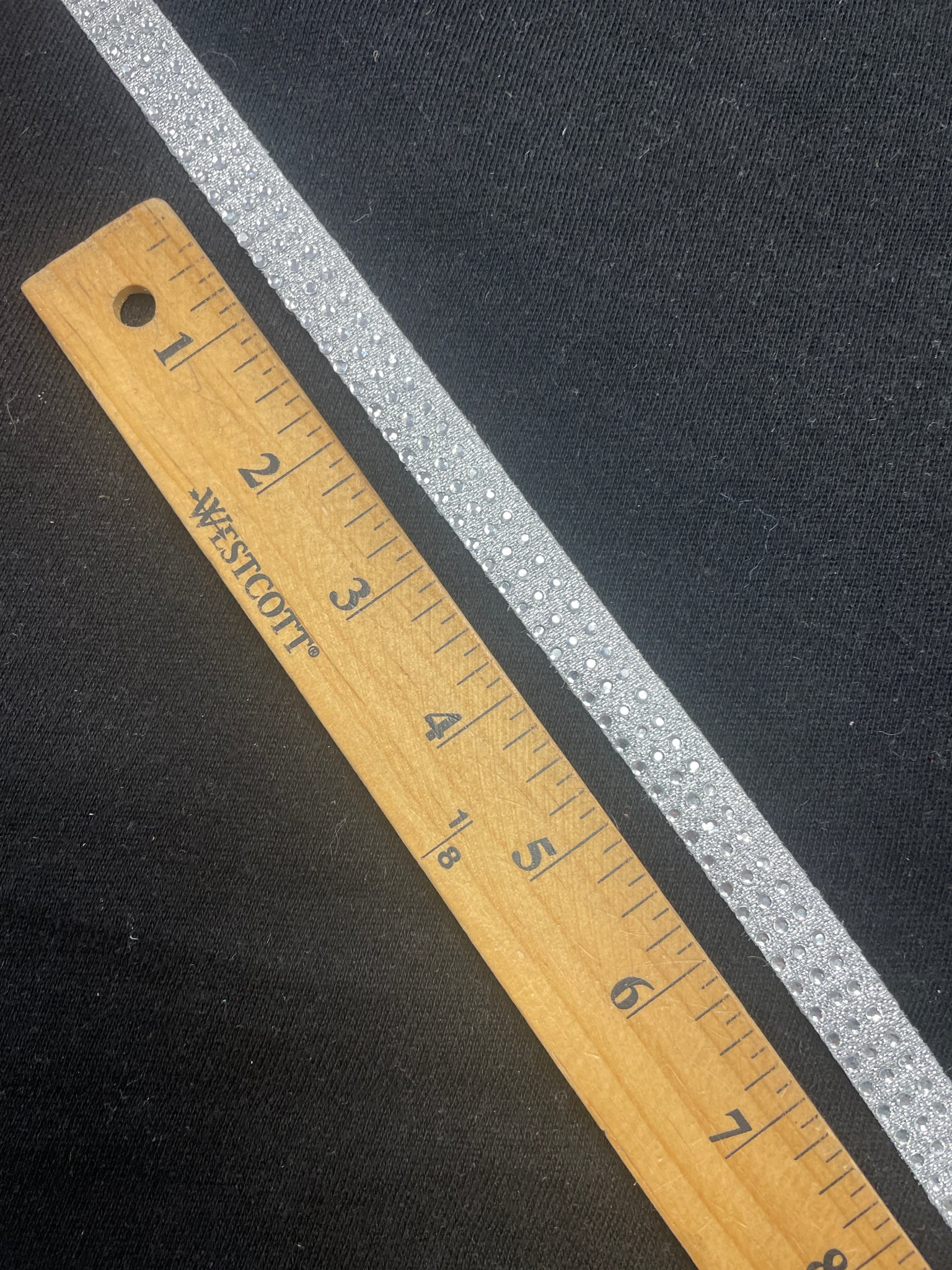 4 YD Nylon Ribbon Trim - Metallic Silver with Rhinetstones