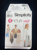 1996 Simplicity 8744 Sewing Pattern - Adult Vests FACTORY FOLDED