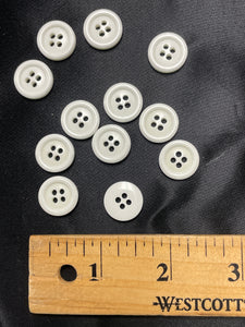 Buttons Plastic Set of 12 - White