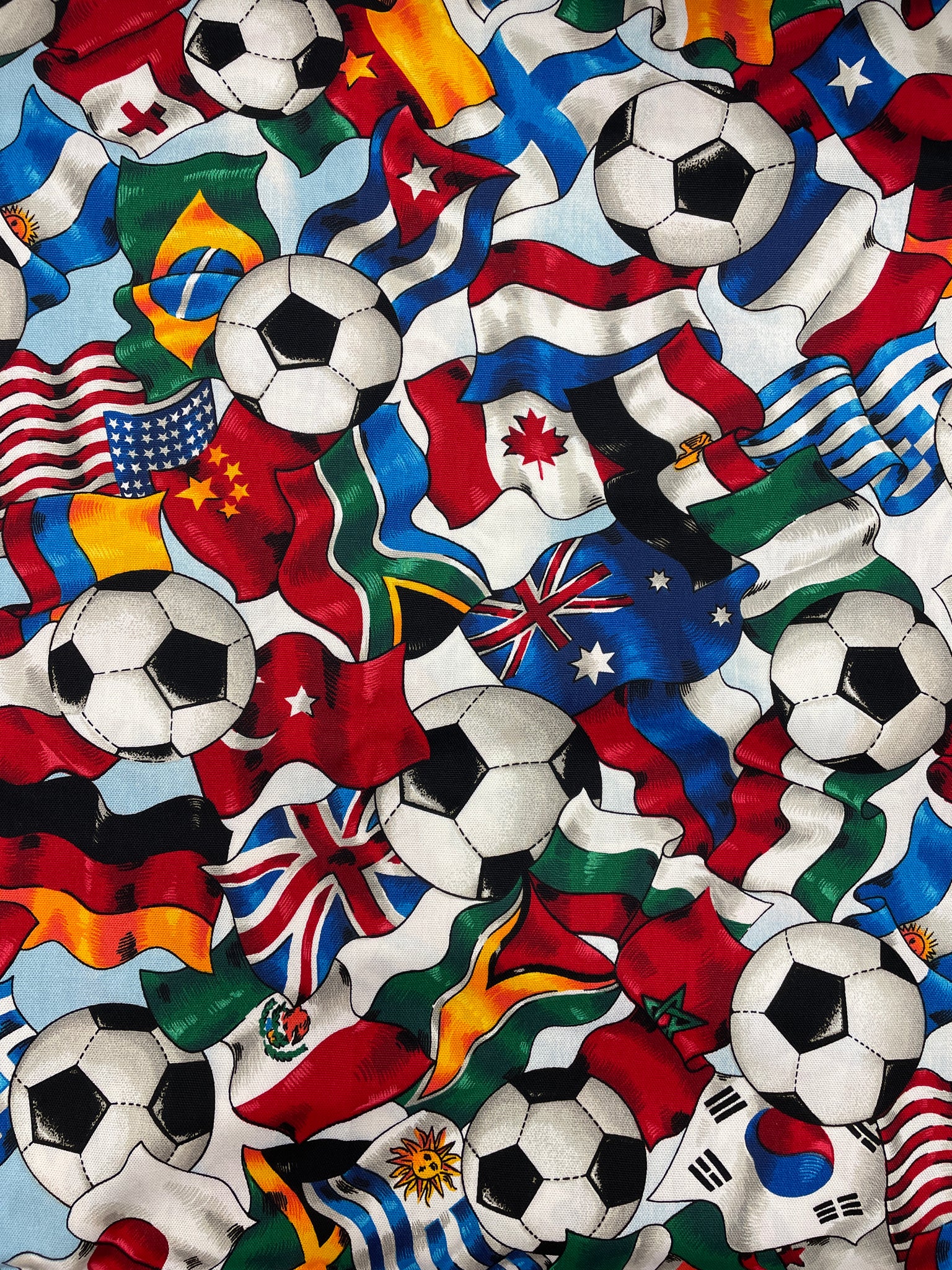 3 YD Cotton Duck - Soccer Balls and Country Flags