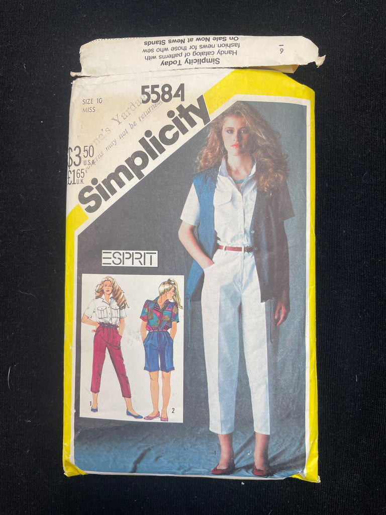 Simplicity Pattern 4848 1982 Simplicity 5584 Sewing Pattern - Women's Shirt, Pants and Shorts ...
