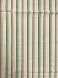 1 YD Cotton Yarn-Dyed Shirting - Light Beige with Stripes in Greens and Tan