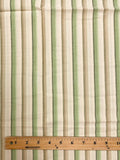1 YD Cotton Yarn-Dyed Shirting - Light Beige with Stripes in Greens and Tan