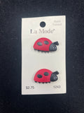 Buttons Plastic Set of 2 - Ladybugs