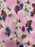 2004 3 3/4 YD Quilting Cotton Vintage - Mottled Pink with Grapes and Flowers