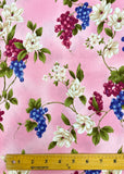 2004 3 3/4 YD Quilting Cotton Vintage - Mottled Pink with Grapes and Flowers