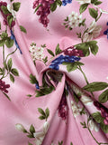 2004 3 3/4 YD Quilting Cotton Vintage - Mottled Pink with Grapes and Flowers