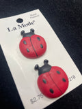 Buttons Plastic Handpainted Set of 2 - Ladybugs