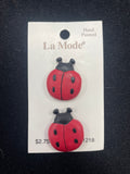 Buttons Plastic Handpainted Set of 2 - Ladybugs