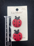 Buttons Plastic Handpainted Set of 2 - Ladybugs