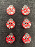 Buttons Plastic Set of 6 - Ladybugs