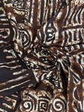 2 1/4 YD Cotton Vintage - Block-Print Style in Brown and Black on Off White