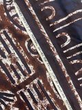2 1/4 YD Cotton Vintage - Block-Print Style in Brown and Black on Off White