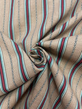 Cotton Printed Stripe Vintage - Beige, Dark Red, Aqua, Off White, and Black