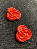 Buttons Plastic Set of 2 Vintage - Red "Knots"