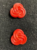 Buttons Plastic Set of 2 Vintage - Red "Knots"