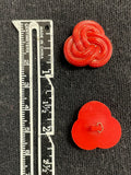 Buttons Plastic Set of 2 Vintage - Red "Knots"