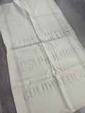 7/8 YD Cotton Vintage Seed Sack Yarn-Dyed Striped - Off White with Faded Green Graphics