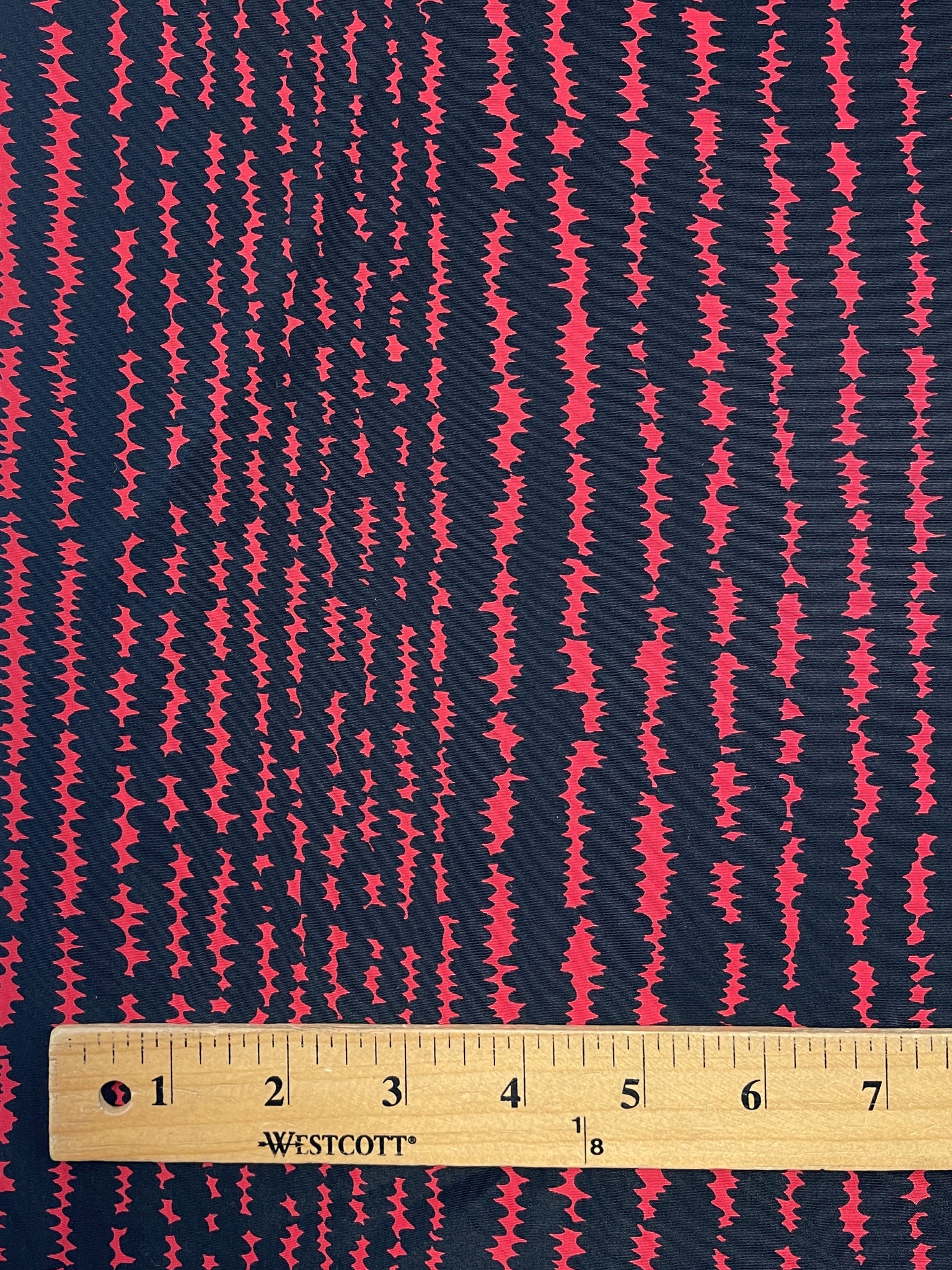 Polyester Vintage - Black with Red Spikey Stripes
