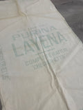 1 1/8 YD Cotton Vintage Kettle Cloth Purina Feed Sack - Off White with Faded Green Graphics