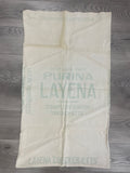 1 1/8 YD Cotton Vintage Kettle Cloth Purina Feed Sack - Off White with Faded Green Graphics