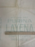 1 1/8 YD Cotton Vintage Kettle Cloth Purina Feed Sack - Off White with Faded Green Graphics