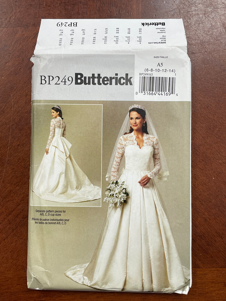 2011 Butterick 249 Pattern - Wedding Gown FACTORY FOLDED