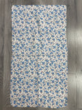 1 1/8 YD Cotton Vintage Flour Sack - Blue and White Flowers on Cream