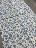 1 1/8 YD Cotton Vintage Flour Sack - Blue and White Flowers on Cream