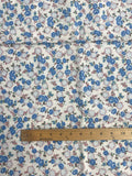 1 1/8 YD Cotton Vintage Flour Sack - Blue and White Flowers on Cream