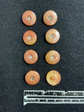 Buttons Plastic Set of 8 Vintage - Mottled Tan with Rhinestone Centers