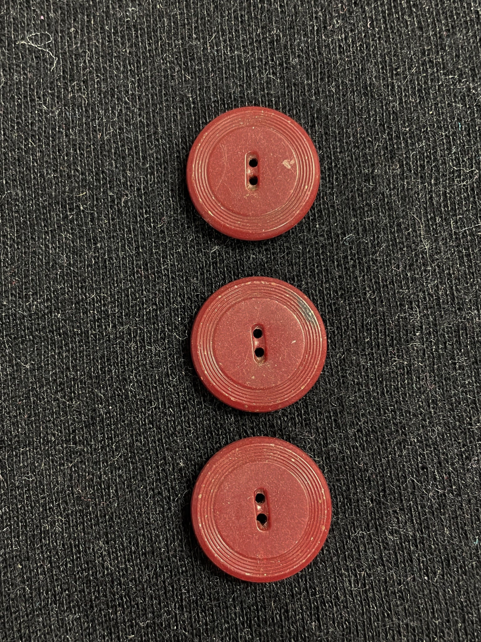 Buttons Plastic Set of 3 Vintage - Dark Maroon