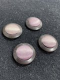 Buttons Plastic and Fabric Set of 4 Vintage - Muted Purple Satin with Brown Edge