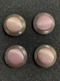 Buttons Plastic and Fabric Set of 4 Vintage - Muted Purple Satin with Brown Edge