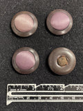 Buttons Plastic and Fabric Set of 4 Vintage - Muted Purple Satin with Brown Edge
