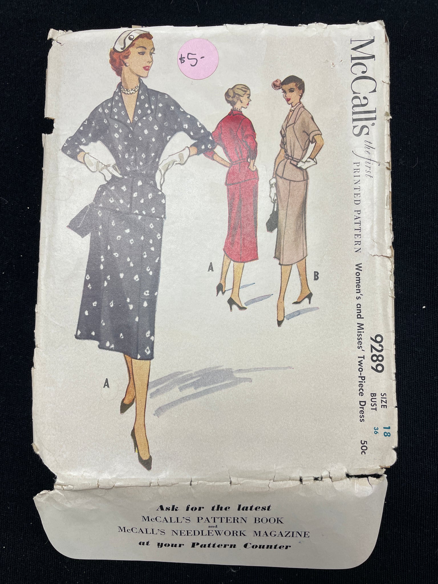 1953 McCall's 9289 Sewing Pattern - Adult Dress