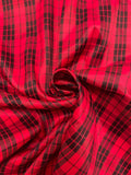 7/8 YD Polyester "Taffeta-Light" Yarn-Dyed Plaid Remnant- Red and Black