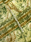 3 YD Polyester Chiffon - Watercolor-Styled Stripes Multi Greens with Giraffes