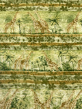 3 YD Polyester Chiffon - Watercolor-Styled Stripes Multi Greens with Giraffes