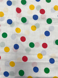 1 YD Cotton Blend Batiste - White with Primary Polka Dots
