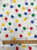 1 YD Cotton Blend Batiste - White with Primary Polka Dots